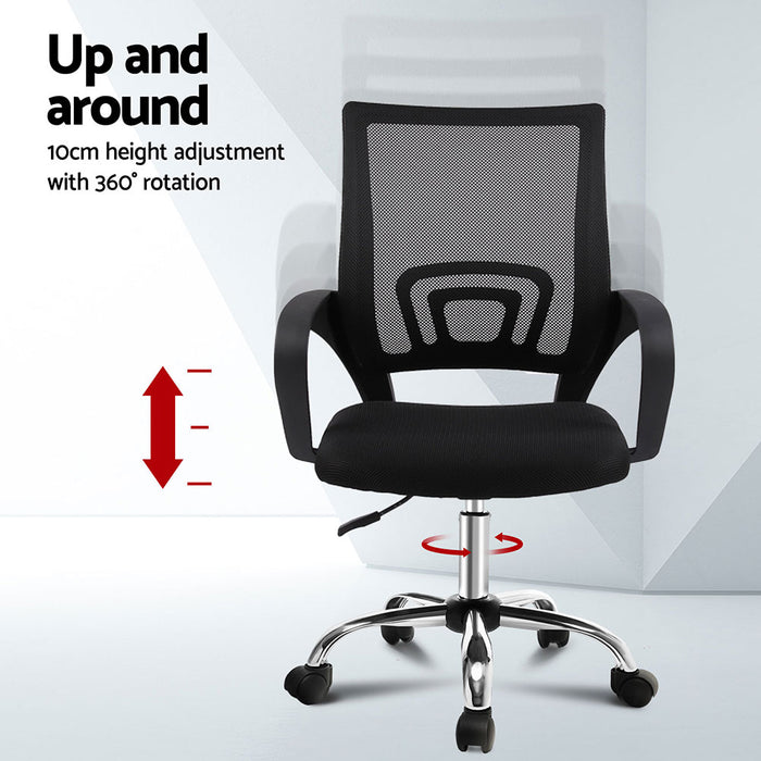 2x Mesh Office Chair Mid Back Black