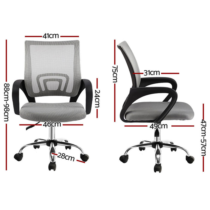 2x Mesh Office Chair Mid Back Grey