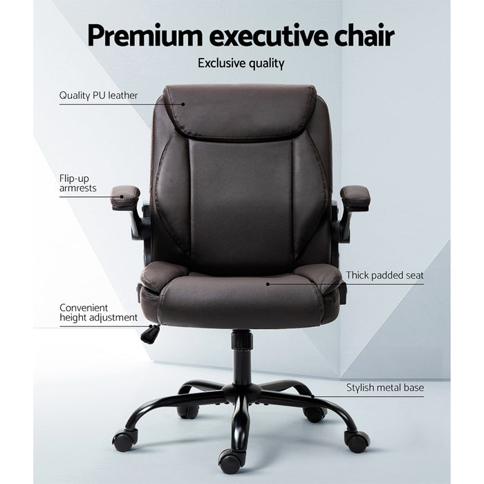 Executive Office Chair Mid Back Brwon