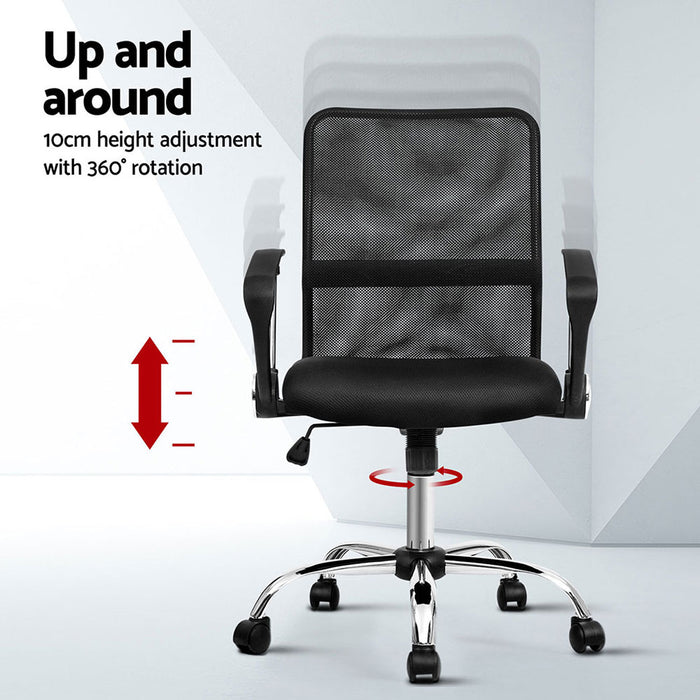 2x Mesh Office Chair Mid Back Black