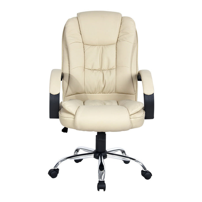 Executive Office Chair Leather Tilt Beige