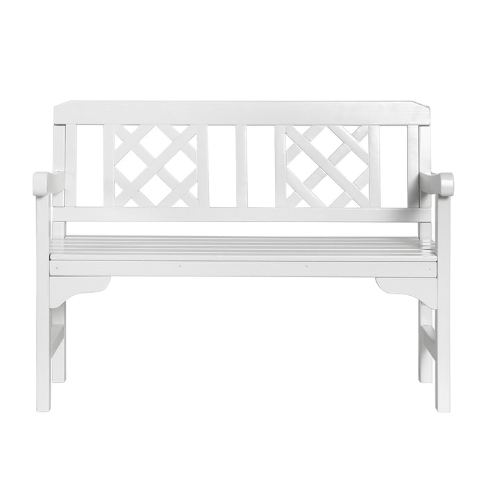 Outdoor Garden Bench Wooden Chair 2 Seat Patio Furniture Lounge White