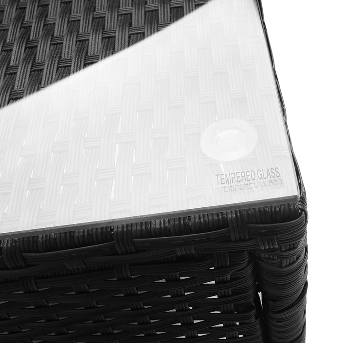 3PC Outdoor Bistro Set Patio Furniture Wicker Setting Chairs Table Cushion Black