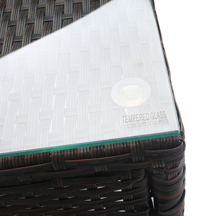 3PC Outdoor Bistro Set Patio Furniture Wicker Setting Chairs Table Cushion Brown