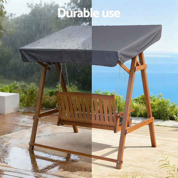 Swing Chair Wooden Garden Bench Canopy 2 Seater Outdoor Furniture
