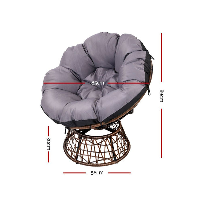 Outdoor Chairs Outdoor Furniture Papasan Chair Wicker Patio Garden Brown