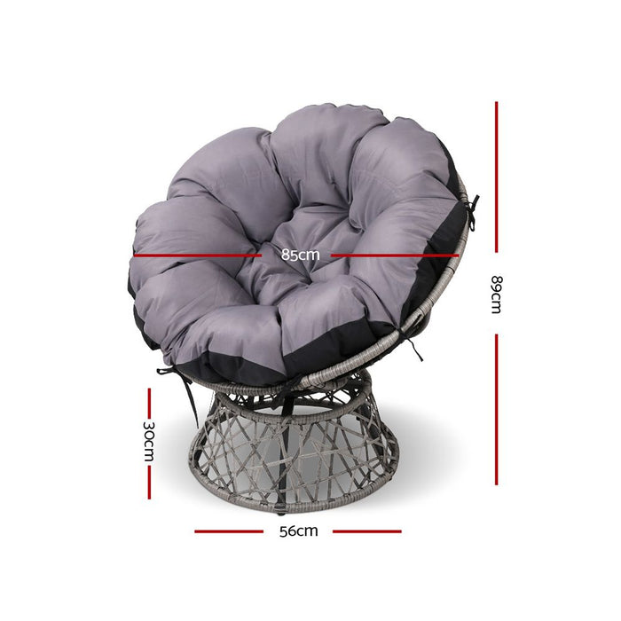 Outdoor Lounge Setting Papasan Chair Wicker Table Garden Furniture Grey