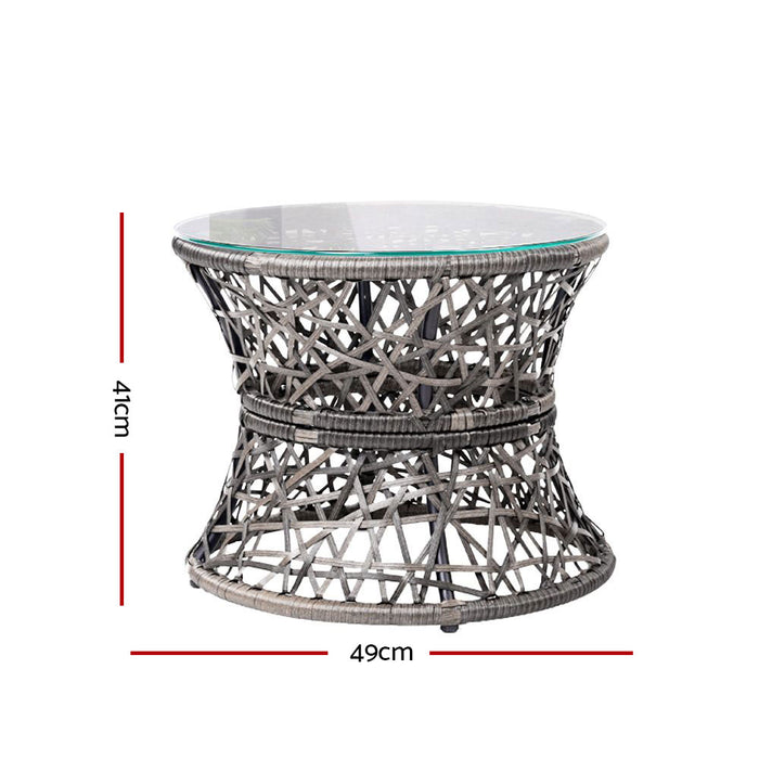 Outdoor Lounge Setting Papasan Chair Wicker Table Garden Furniture Grey