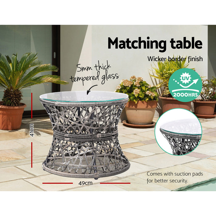 Outdoor Lounge Setting Papasan Chair Wicker Table Garden Furniture Grey
