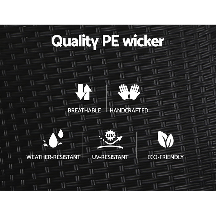 Recliner Chair Sun lounge Wicker Lounger Outdoor Patio Furniture Adjustable Black