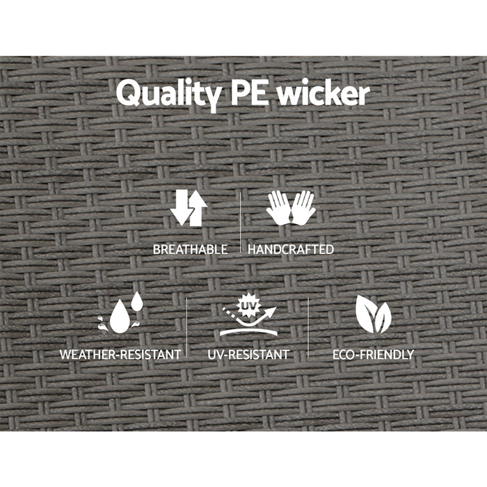 Recliner Chair Sun lounge Wicker Lounger Outdoor Patio Furniture Adjustable Grey