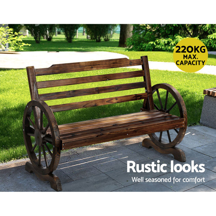 Outdoor Garden Bench Wooden 2 Seat Wagon Chair Patio Furniture Brown