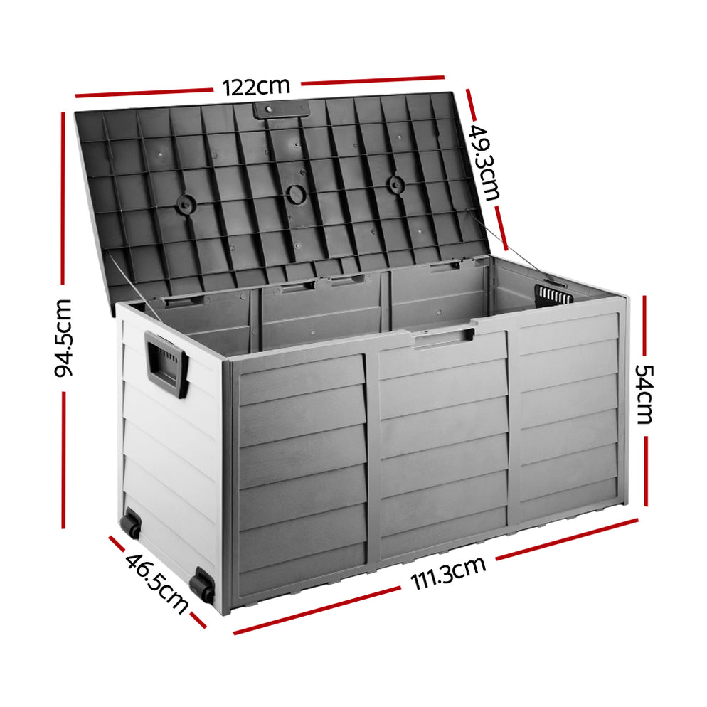 Outdoor Storage Box 290L Lockable Organiser Garden Deck Shed Tool Blac
