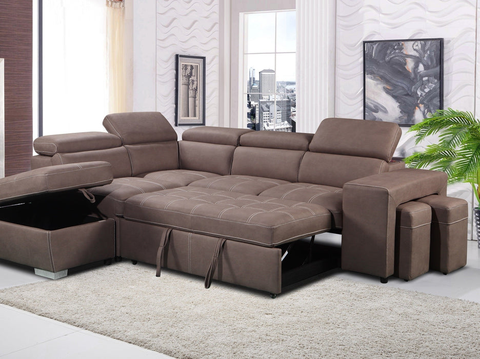 Positano 4 Seater Fabric Sofabed with Storage Ottoman + 2 Stools