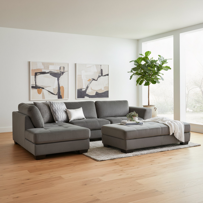 Pollard 3 Seater Fabric Chaise + Ottoman