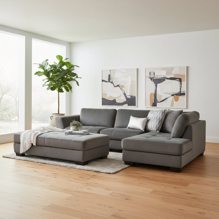 Pollard 3 Seater Fabric Chaise + Ottoman