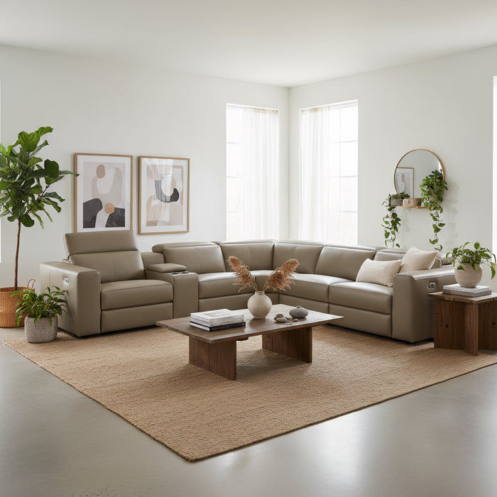 Precious 5 Seater Leather Electric Corner Modular