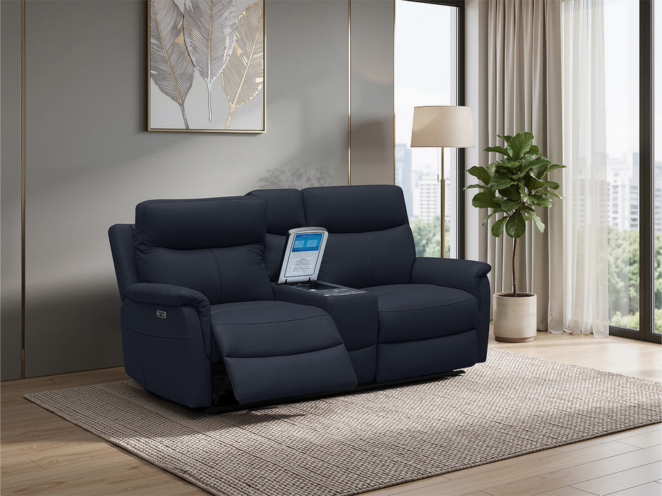 Rodeo Leather Home Theatre Recliner Lounge with Built-In Fridge