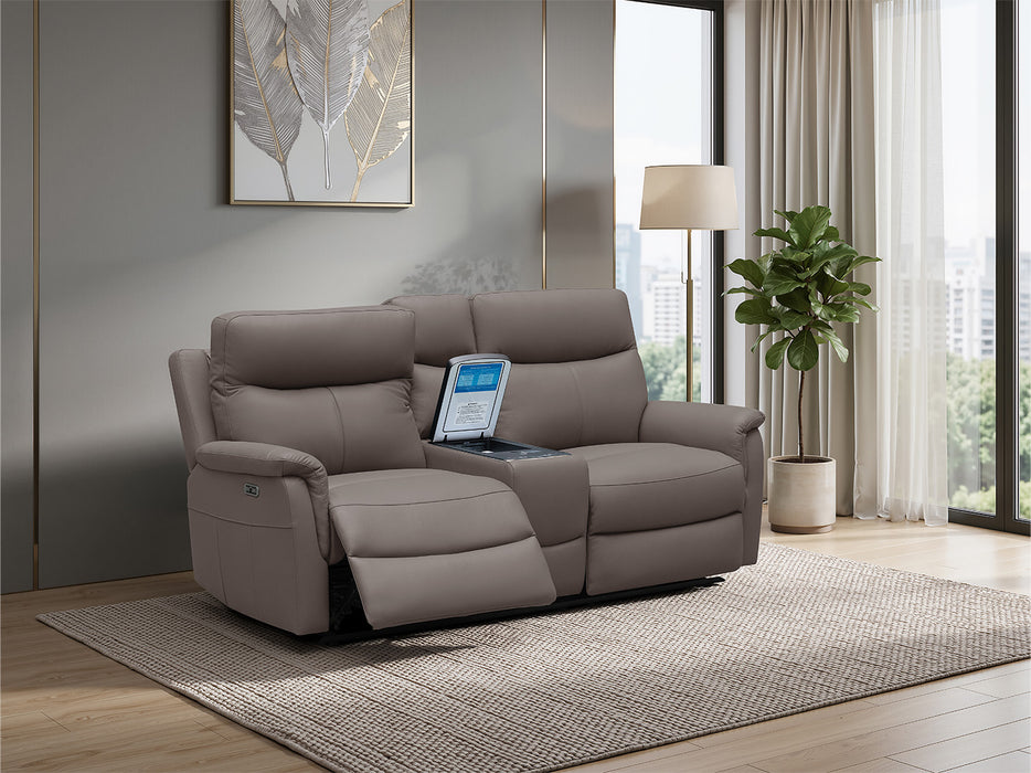 Rodeo Leather Home Theatre Recliner Lounge with Built-In Fridge
