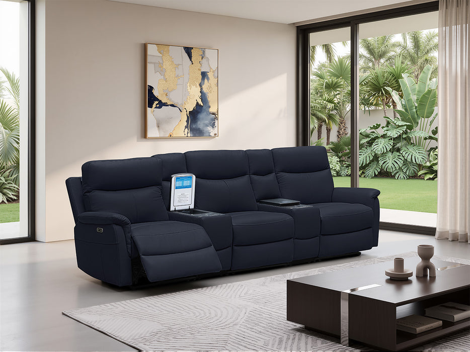 Rodeo Leather Home Theatre Recliner Lounge with Built-In Fridge