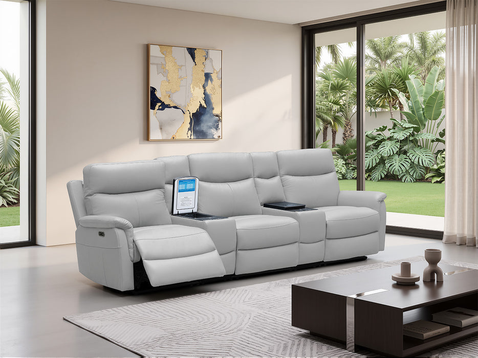 Rodeo Leather Home Theatre Recliner Lounge with Built-In Fridge
