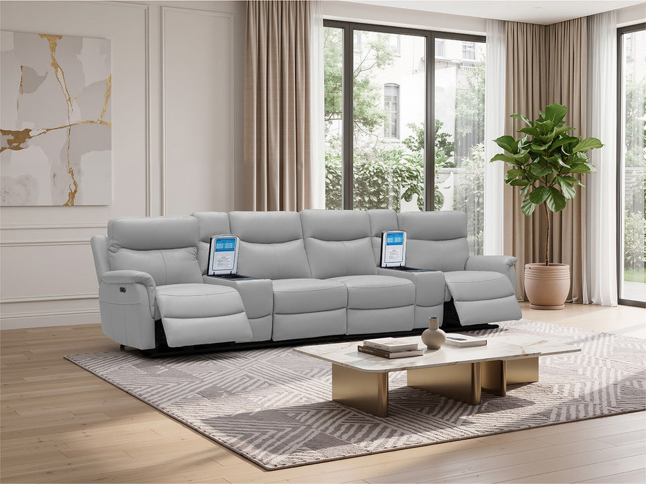 Rodeo Leather Home Theatre Recliner Lounge with Built-In Fridge