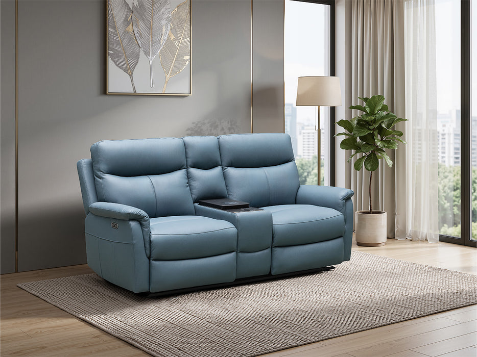 Rodeo Leather Home Theatre Recliner Lounge with Built-In Fridge