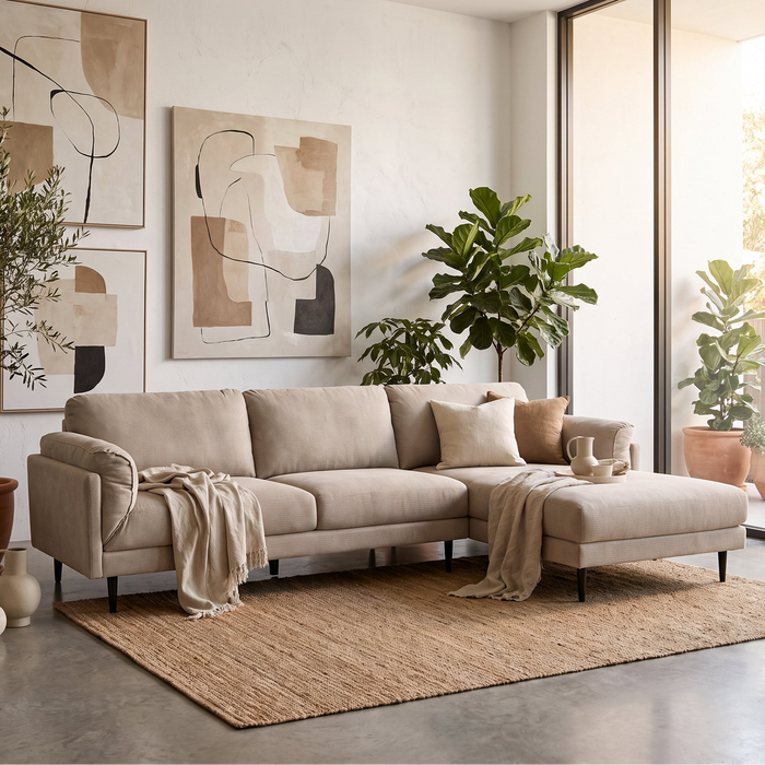 Ronald 3 Seater Fabric Chaise