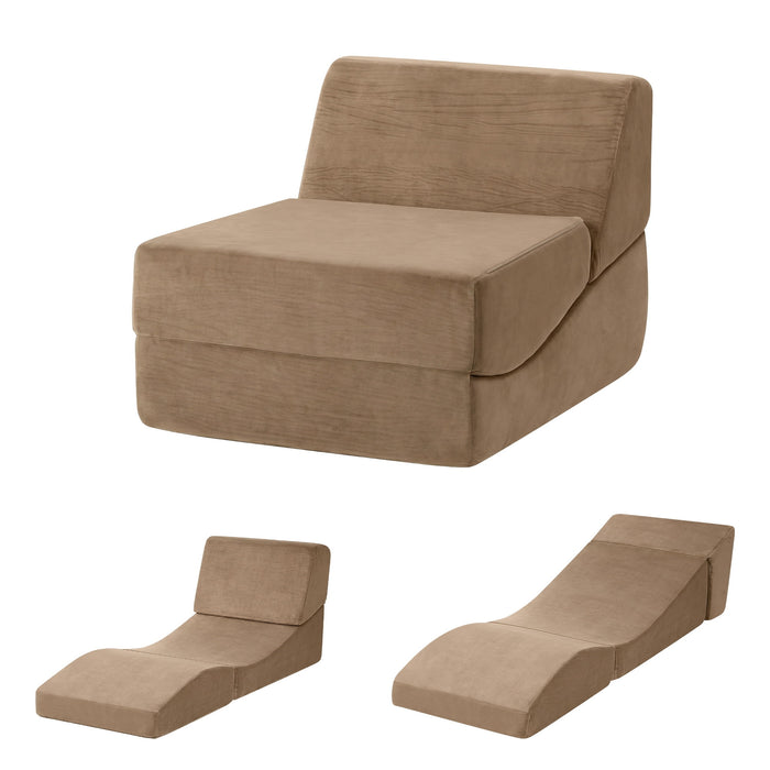 Folding Sofa Bed Convertible Armless Foam Floor Futon Lounger Couch Brown