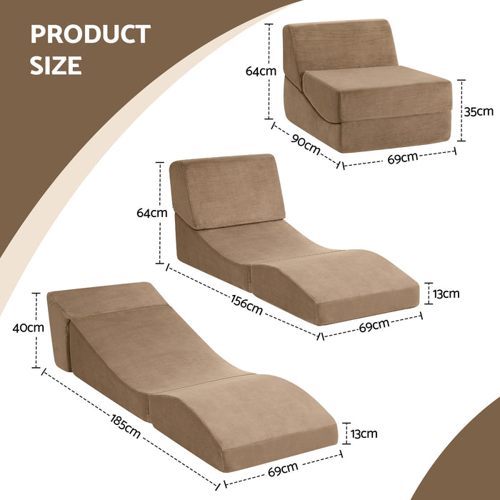 Folding Sofa Bed Convertible Armless Foam Floor Futon Lounger Couch Brown