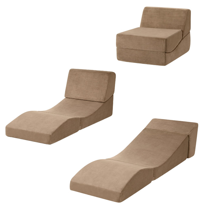 Folding Sofa Bed Convertible Armless Foam Floor Futon Lounger Couch Brown