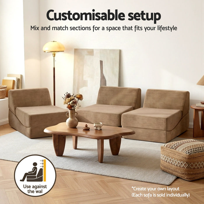 Folding Sofa Bed Convertible Armless Foam Floor Futon Lounger Couch Brown