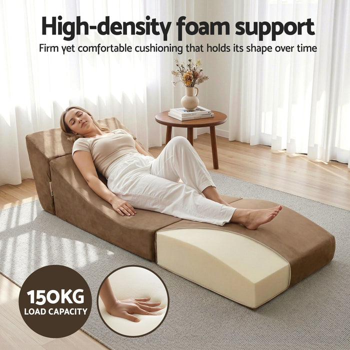 Folding Sofa Bed Convertible Armless Foam Floor Futon Lounger Couch Brown