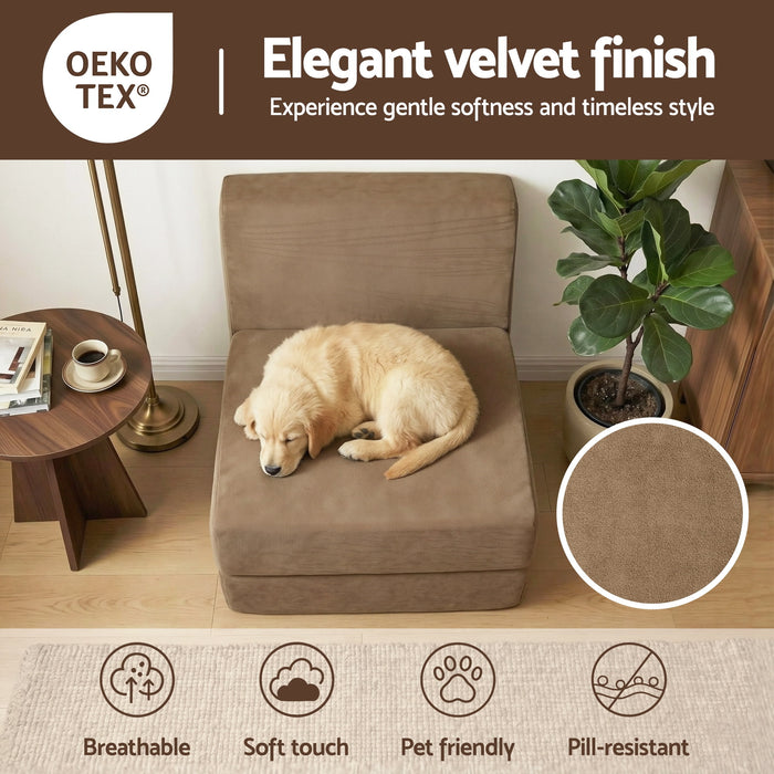 Folding Sofa Bed Convertible Armless Foam Floor Futon Lounger Couch Brown