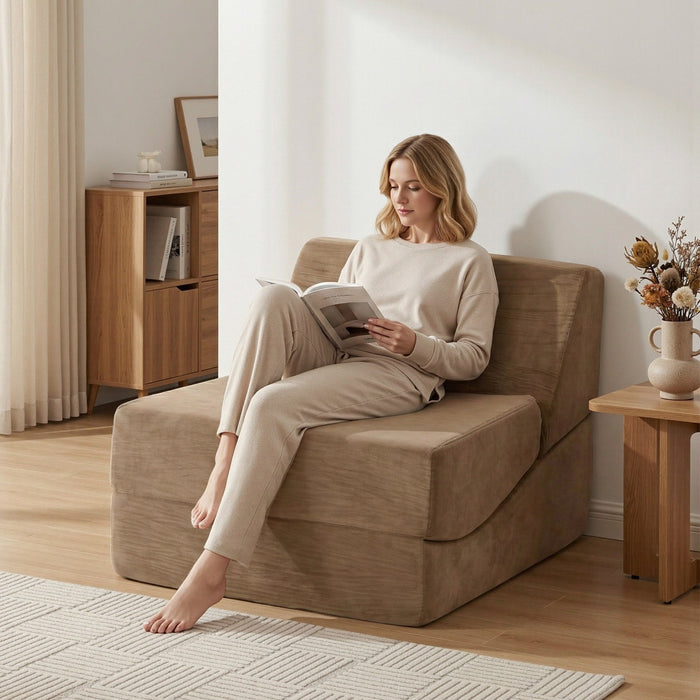 Folding Sofa Bed Convertible Armless Foam Floor Futon Lounger Couch Brown