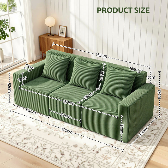 Modular 3-Seater Sofa Bed Convertible Sectional Floor Couch with Deep Seat