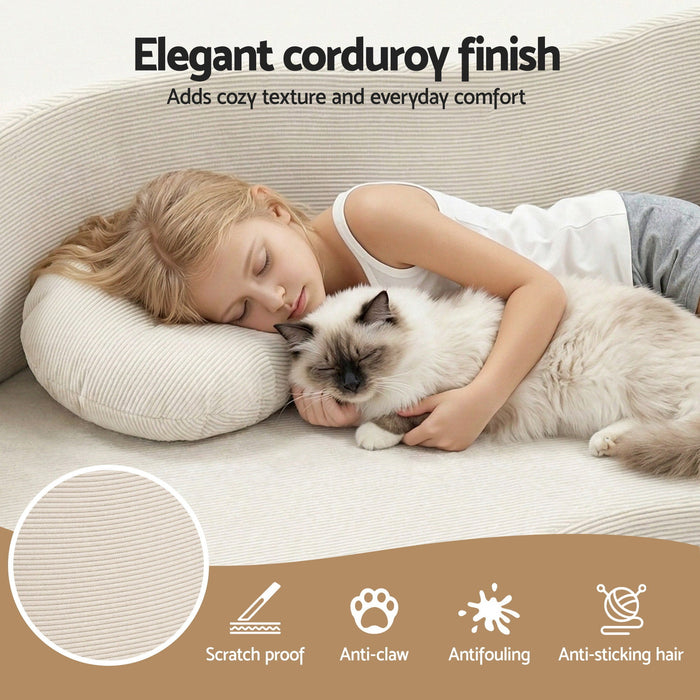 Folding Sofa Bed Floor Couch 2-in-1 Convertible Futon Loveseat Beige