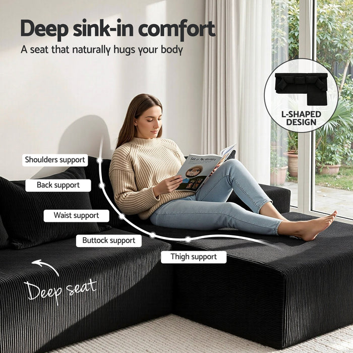 Modular Sectional Sofa Bed Convertible L-Shaped Couch with Deep Seat for Living Room