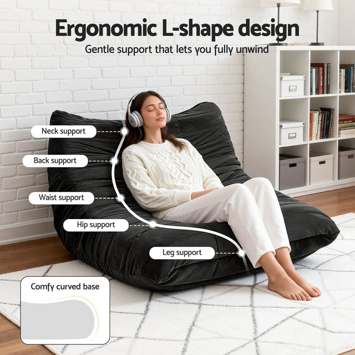 Lazy Sofa 2 Seaters Accent Caterpillar Chair Floor Couch Armless Lounge