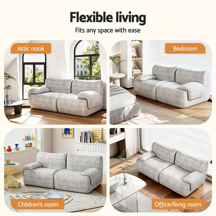 2 Seater Sofa Modular Sectional Sofas Couch Bed No Assembly Living Room Grey