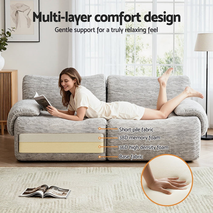 2 Seater Sofa Modular Sectional Sofas Couch Bed No Assembly Living Room Grey