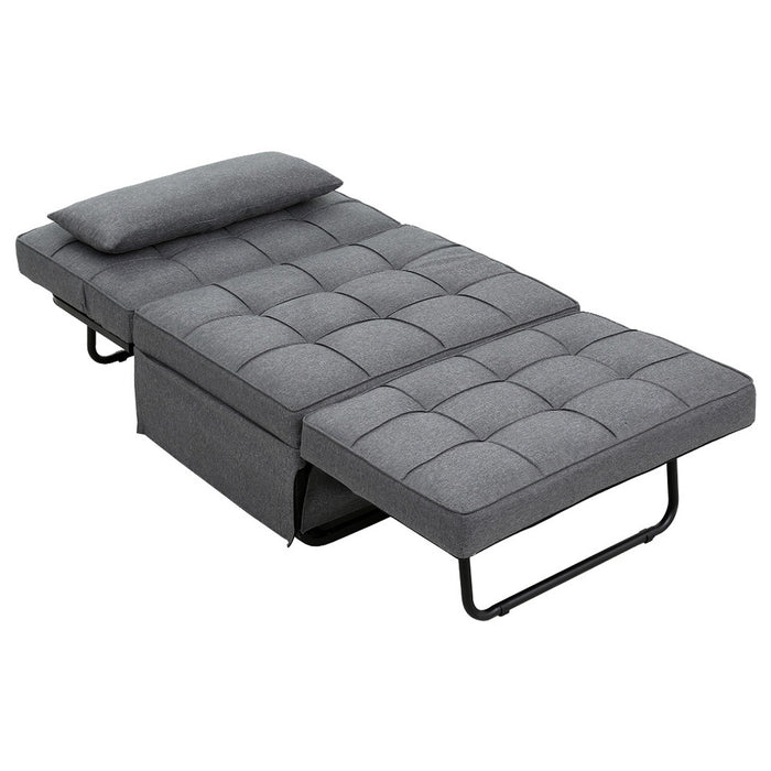 Sofa Bed Lounge Convertible Ottoman 1 Seater Couch Recliner Linen Grey