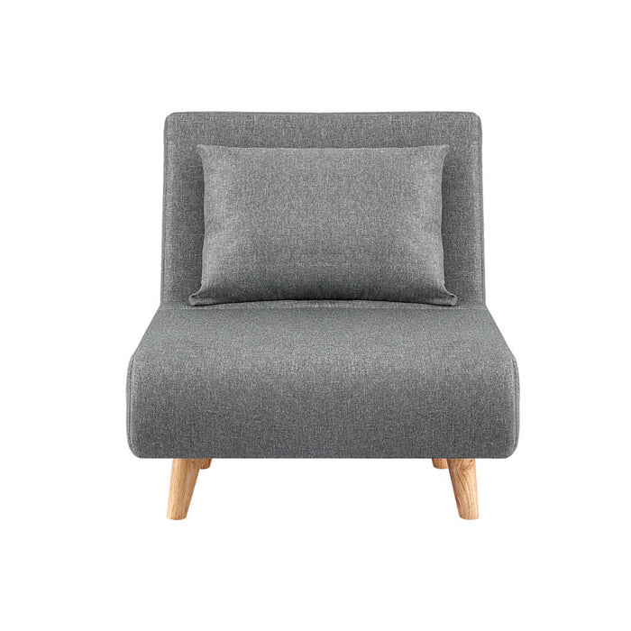 Sofa Bed Convertible Couch Recliner Lounge Chair Linen Grey