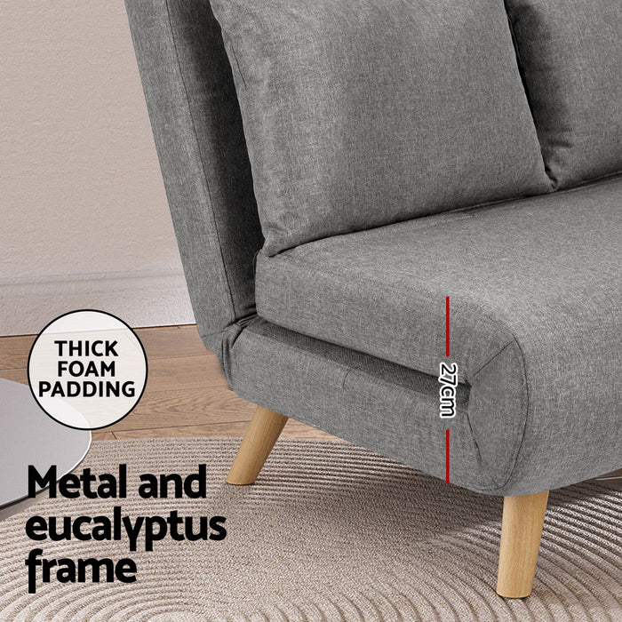 Sofa Bed 2 Seater Convertible Couch Recliner Lounge Chair Linen