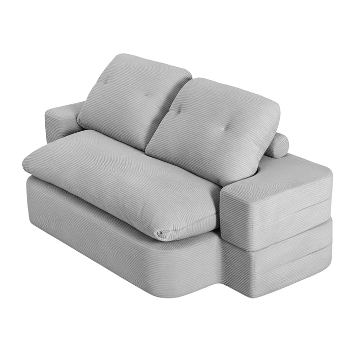 Convertible Folding Sofa Bed 30D High-Density Foam Boneless Couch with Corduroy Sleeper Couch Lounger for Living Room Grey