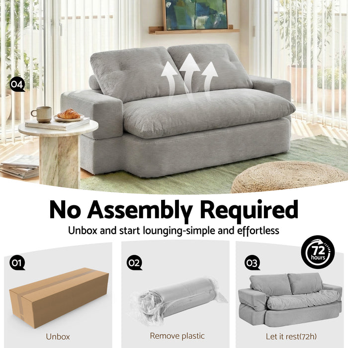 Convertible Folding Sofa Bed 30D High-Density Foam Boneless Couch with Corduroy Sleeper Couch Lounger for Living Room Grey