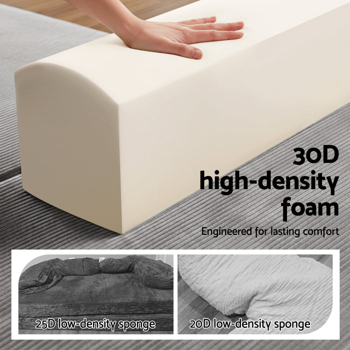 Convertible Folding Sofa Bed 30D High-Density Foam Boneless Couch with Corduroy Sleeper Couch Lounger for Living Room Grey