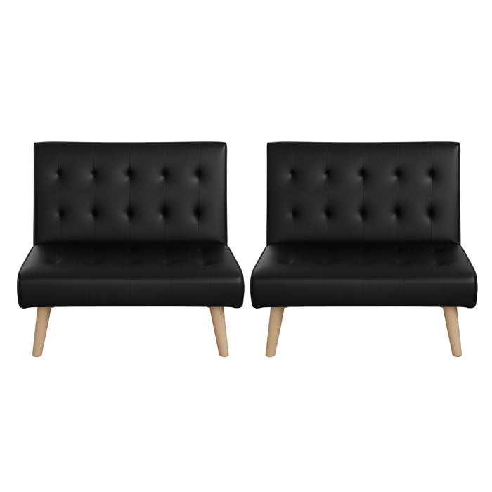 Sofa Bed Couch 2 Seater Lounge Fabric Black