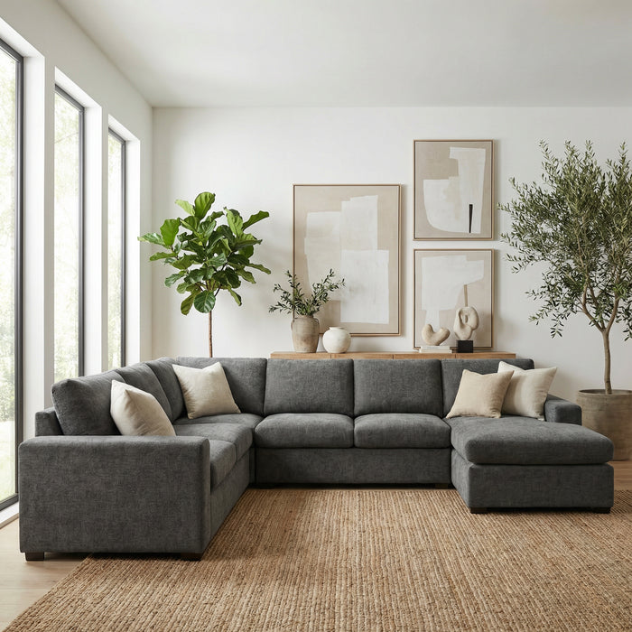 Santino 6 Seater Fabric Reversible Chaise + Sofabed