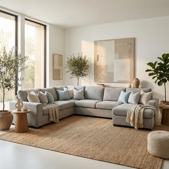 Santino 6 Seater Fabric Reversible Chaise + Sofabed